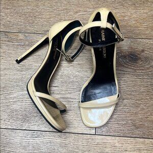Saint Laurent Jane 105 Beige Patent Leather Heels